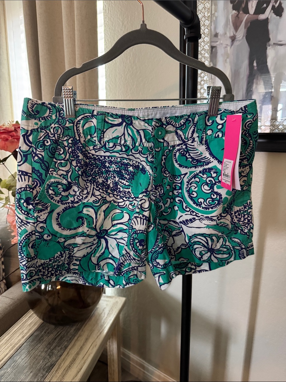 Lilly Pulitzer Teal Navy Floral Paisley Shorts